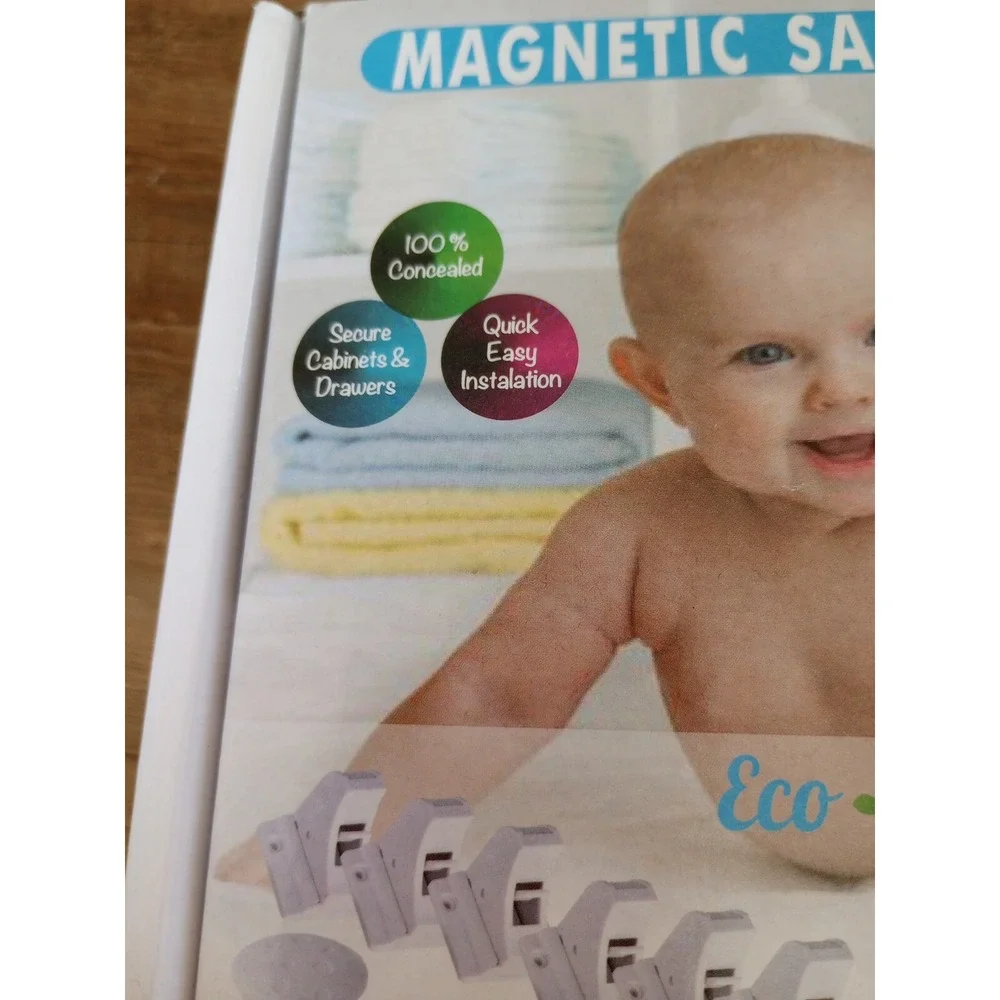 Eco-Baby Set Of 12 Magnetic Safety Locks With 2 Keys NIB